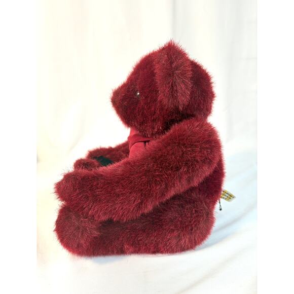 Vermont Teddy Bear Jointed Plush 16" Bow Stuffed Animal Dark Red Burgundy Maroon - Picture 4 of 7